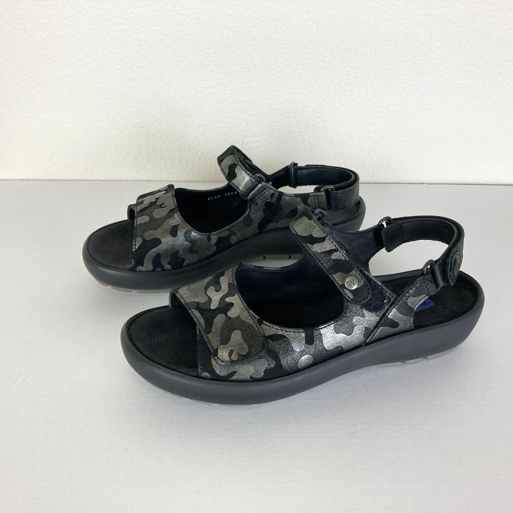 Wolky Women's Rio Platform Sandals Camouflage Black Silver EU 42 (US 11) - Picture 2 of 9